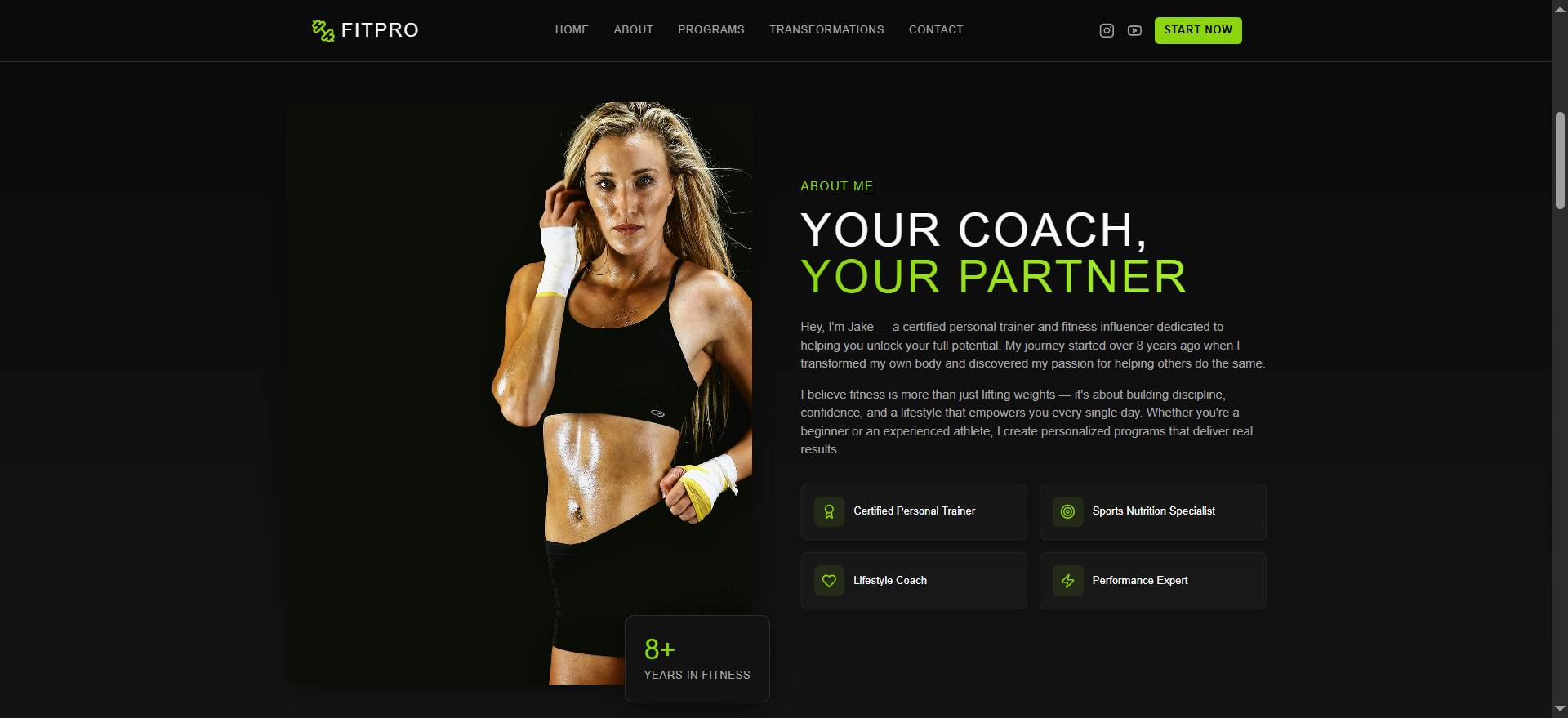 GYM TRAINER PORTFOLIO template